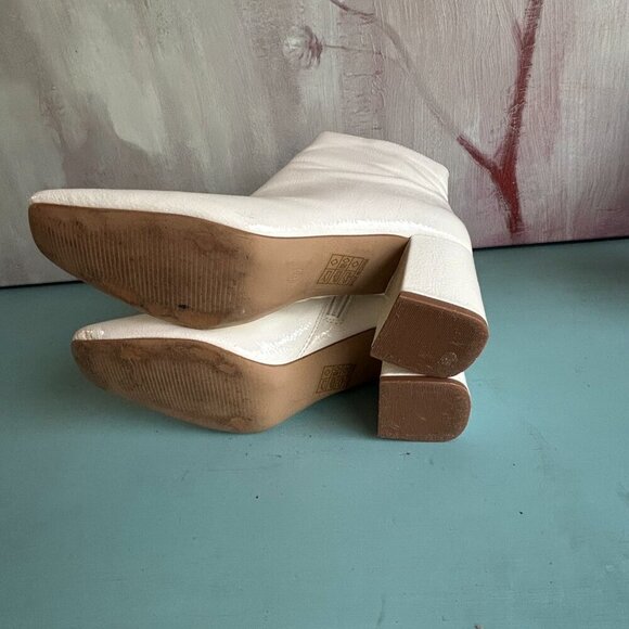 Journee Collection Haylinn Ankle Booties Square Toe Ivory White Vegan Leather - Picture 8 of 13